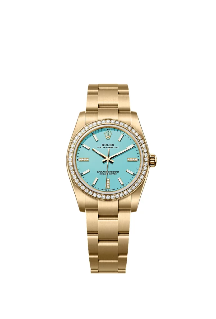 Rolex Oyster Perpetual 34 Oyster, 34 mm, or jaune et