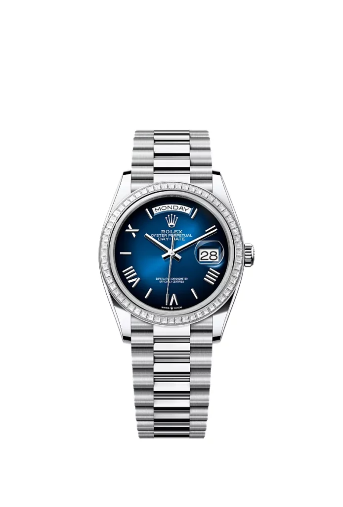 Rolex Day-Date 36 Oyster, 36 mm, platine et diamants