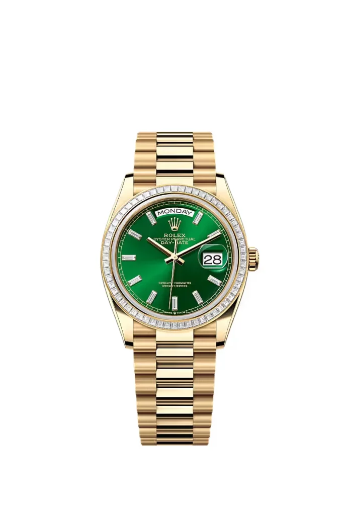 Rolex Day-Date 36 Oyster, 36 mm, or jaune et diamants