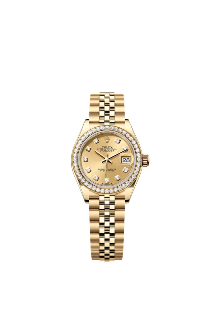 Rolex Lady-Datejust Oyster, 28 mm, or jaune et diamants