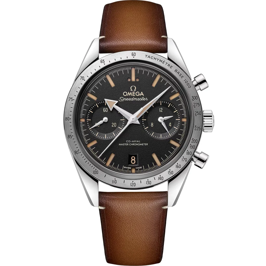 Omega Speedmaster '57 40,5 mm, acier sur bracelet en cuir